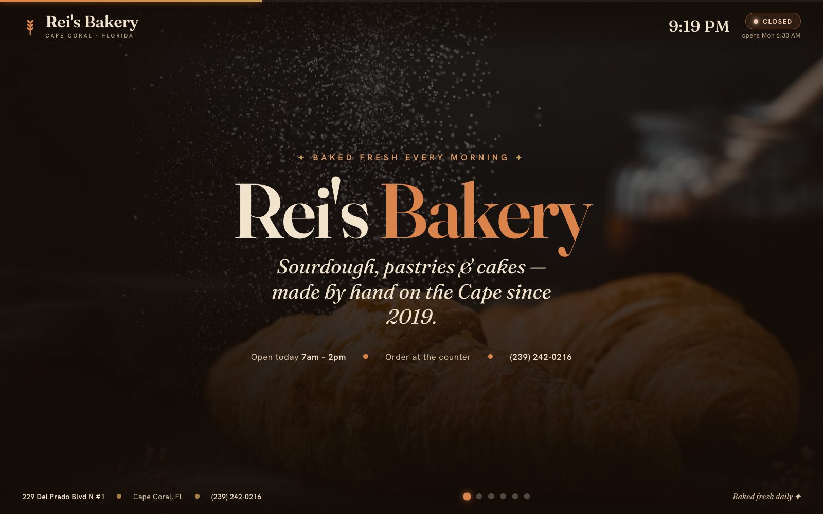 Rei's Bakery TV menu board